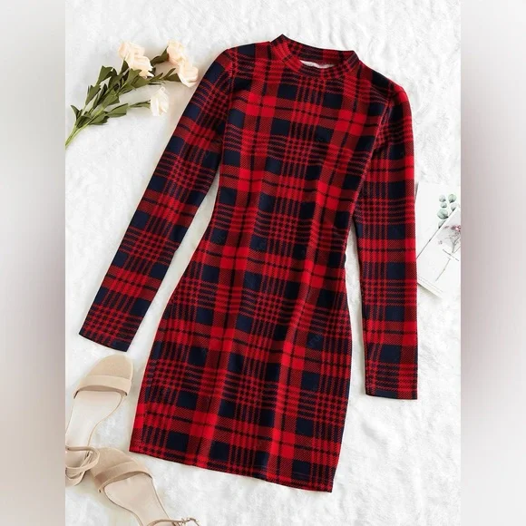 Zaful Dresses Nwot Zaful Plaid Bodycon Mini Dress Poshmark